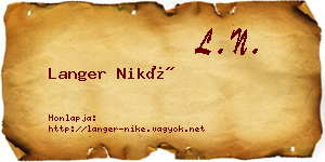 Langer Niké névjegykártya